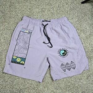Brooklyn Cloth Men's Lavender "Good Vibes" Wind Shorts - Size Medium